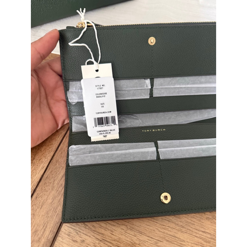 New Tory Burch Blake slim wallet in basil color - Picture 6 of 6